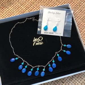 NWT Genuine turquoise necklace & earring set